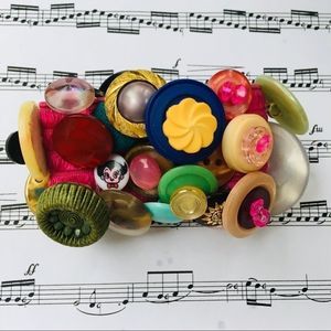 Vintage handmade button cuff bracelet​ one of a kind unique vintage buttons